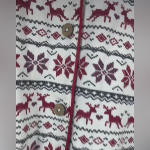 Burt’s Bees Baby Mother Pajama Top Reindeer Snowflake Size Large - Picture 2 of 8